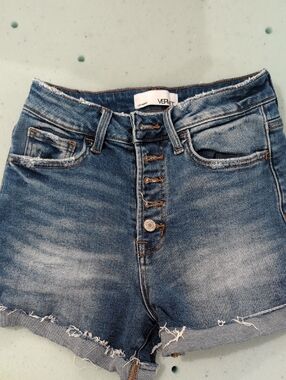 High-Rise Denim Shorts in Blue